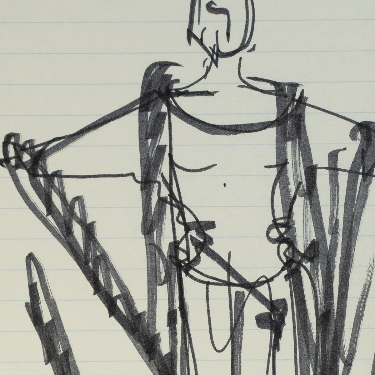 Detail of “Cloak and Swagger”: a close view of Halston’s pen line