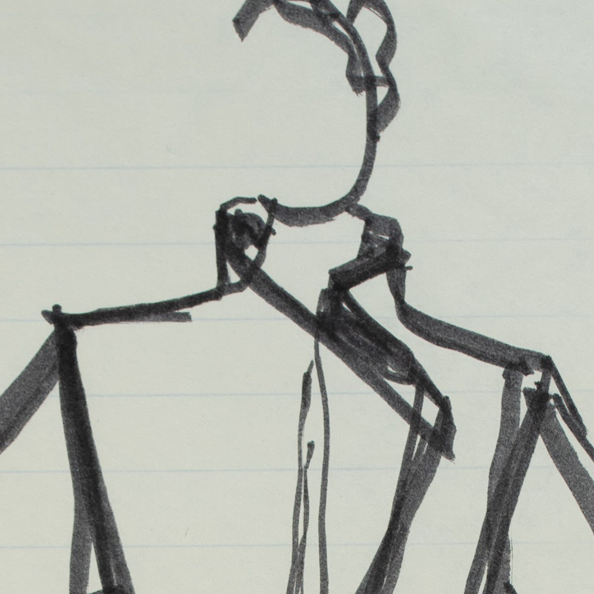 Detail of “Heavy Metal Jacket”: a close view of Halston’s pen line