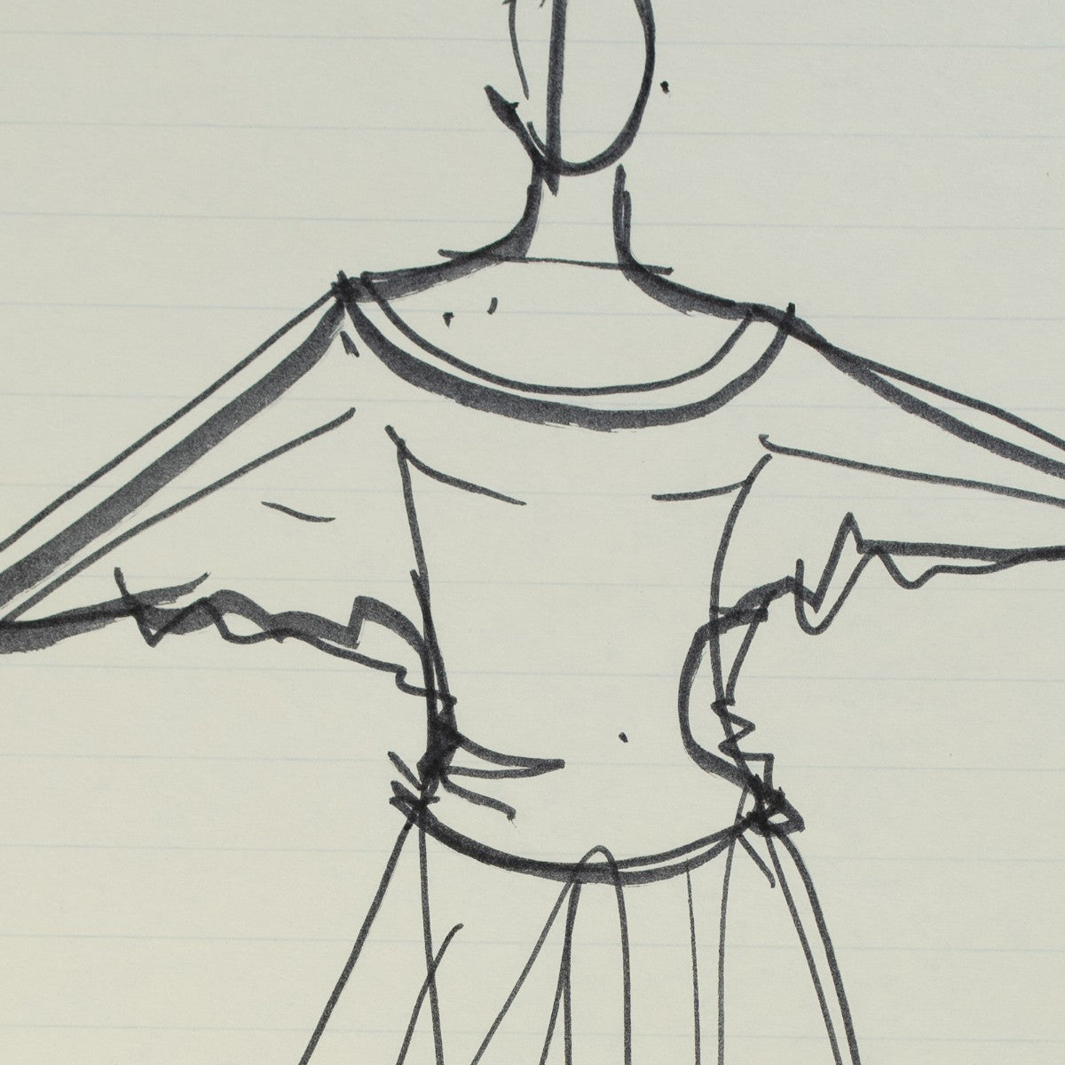 Detail of “A-Line of Duty”: a close view of Halston’s pen line