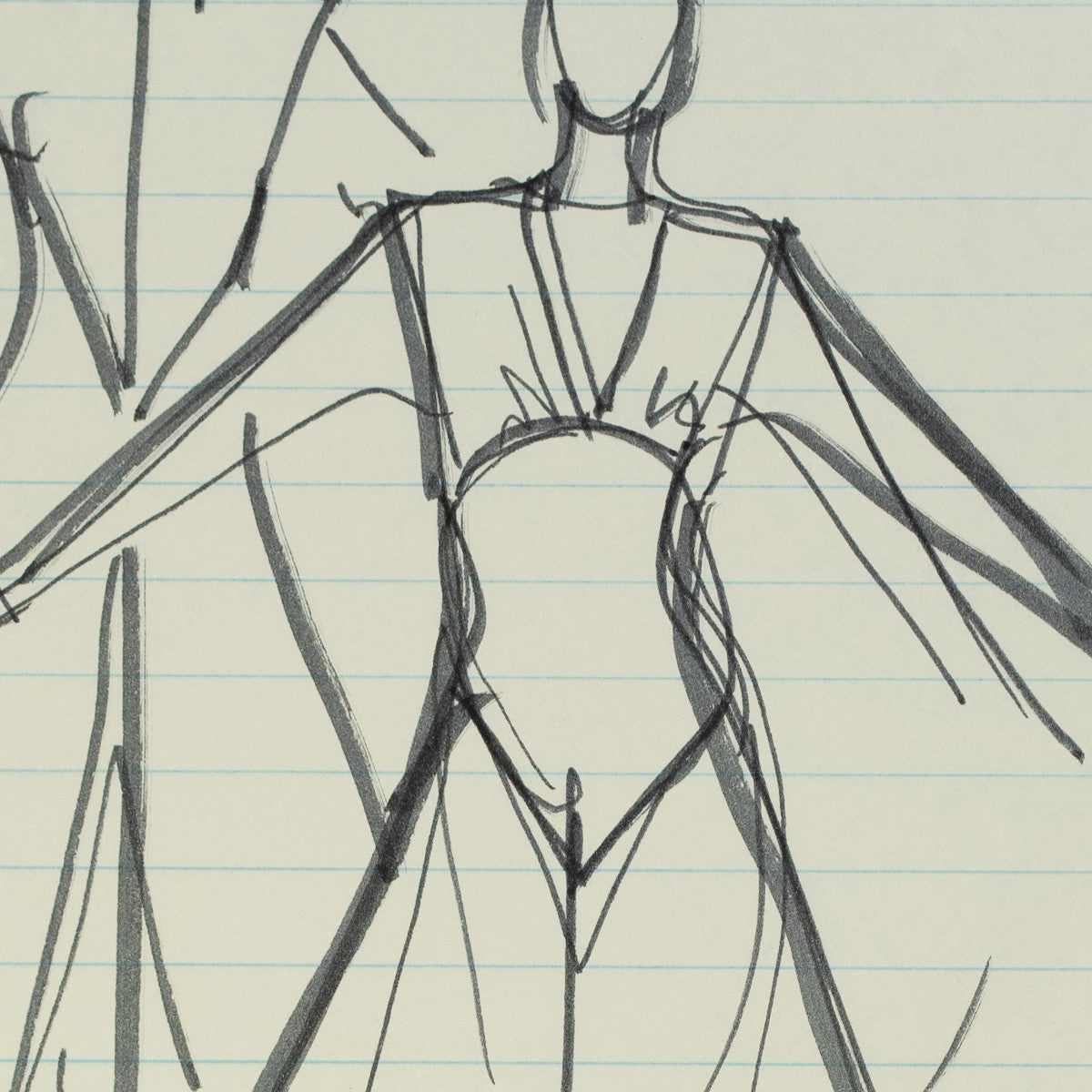 Detail of “Double Date”: a close view of Halston’s pen line