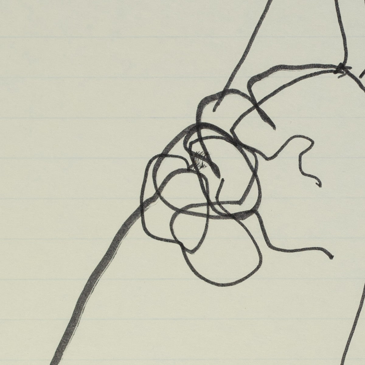 Detail of “Bouquet Toss”: a close view of Halston’s pen line