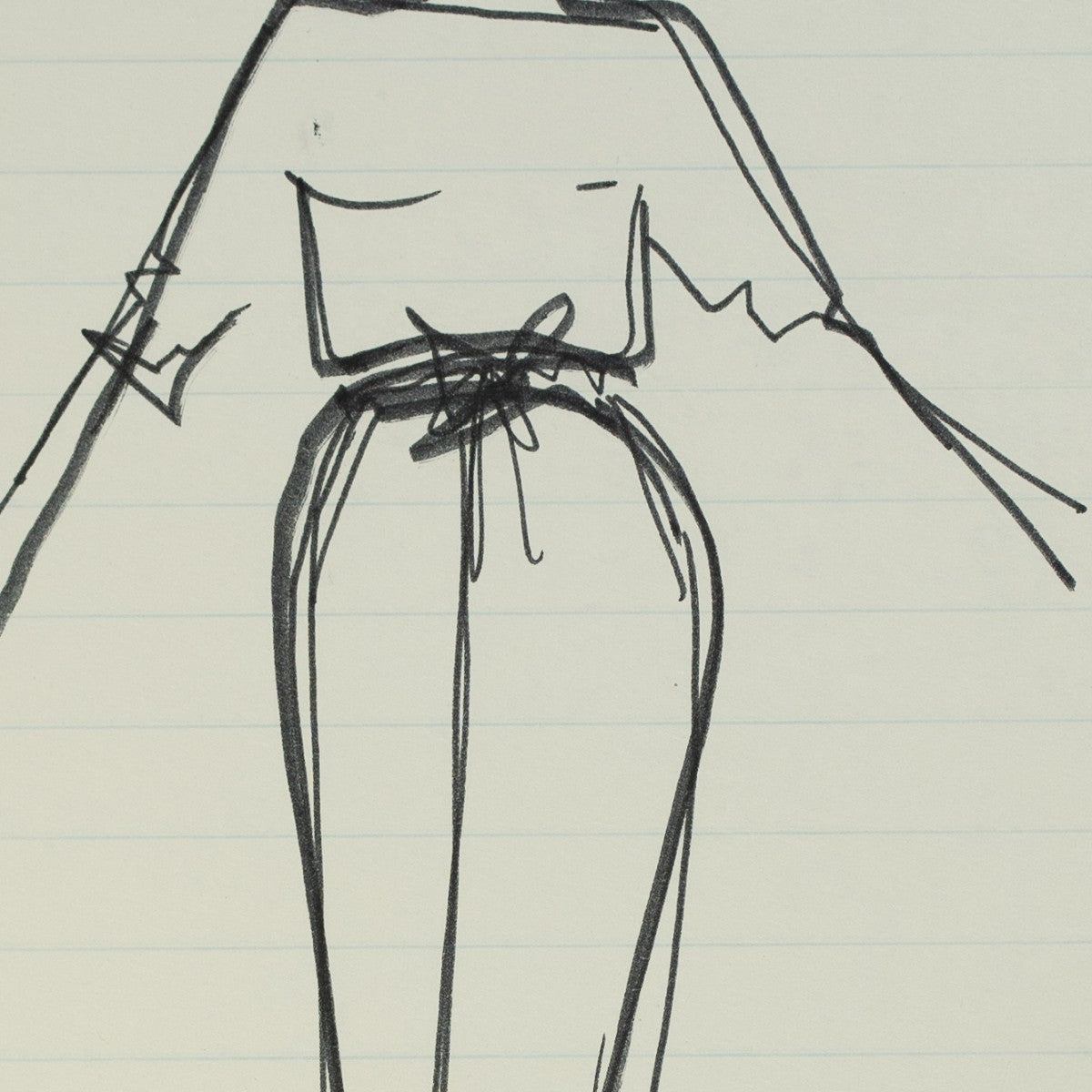 Detail of “Tie Break”: a close view of Halston’s pen line