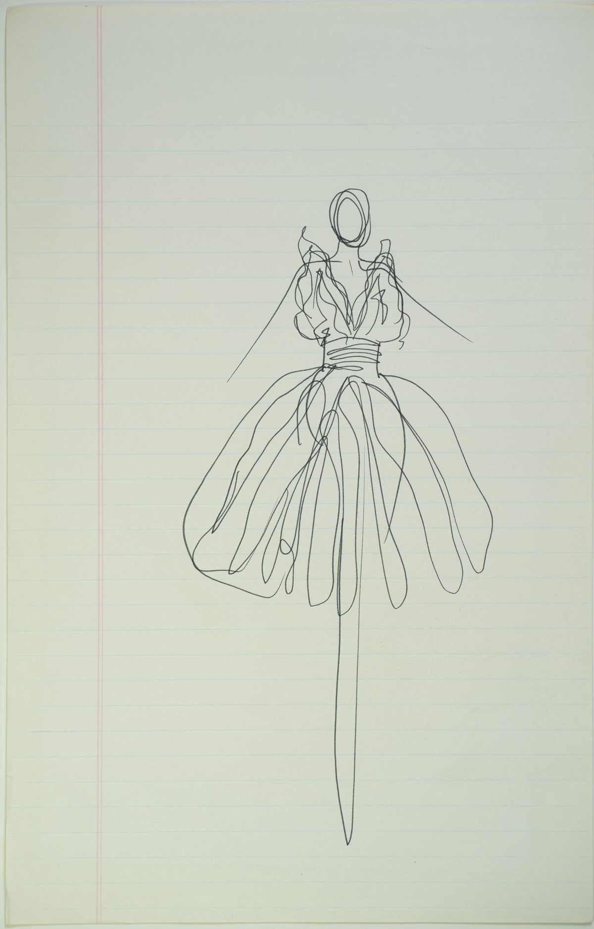 Original Halston pen sketch, product number 00045