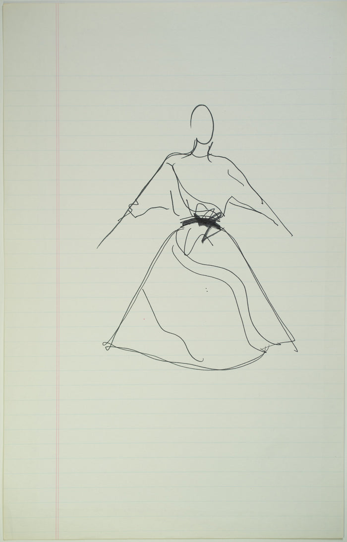 Original Halston pen sketch, product number 00053