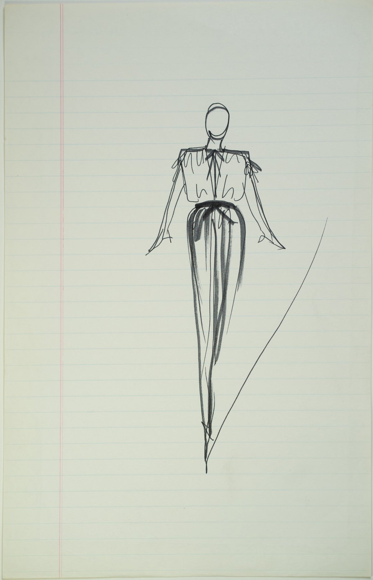 Original Halston pen sketch, product number 00057