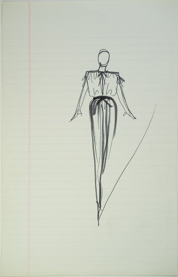 Original Halston pen sketch, product number 00057