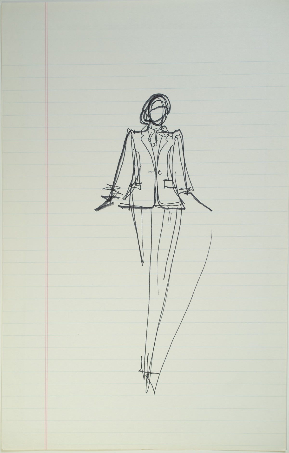 Original Halston pen sketch, product number 00178