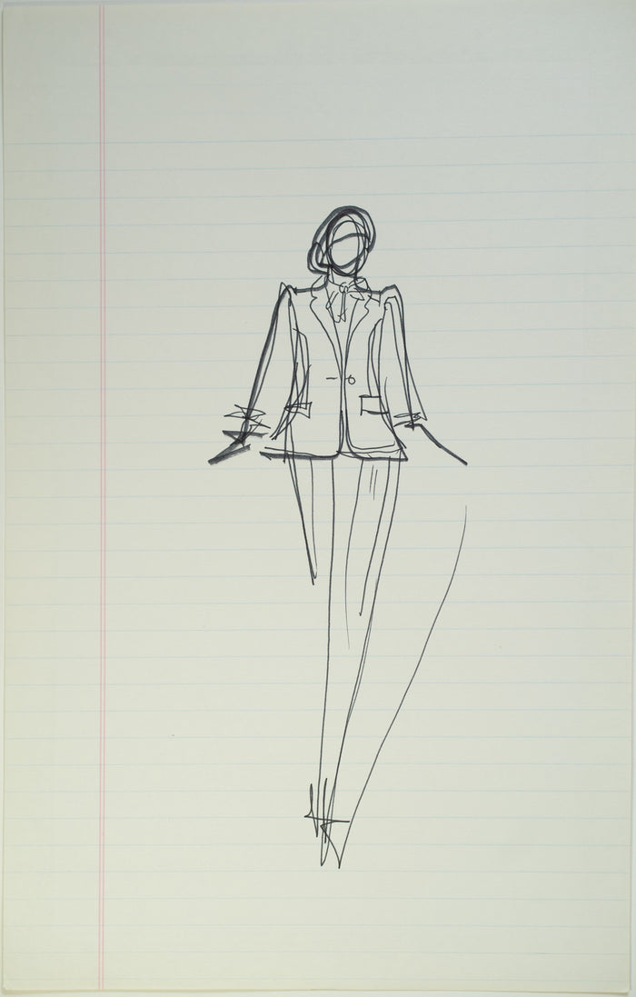 Original Halston pen sketch, product number 00178