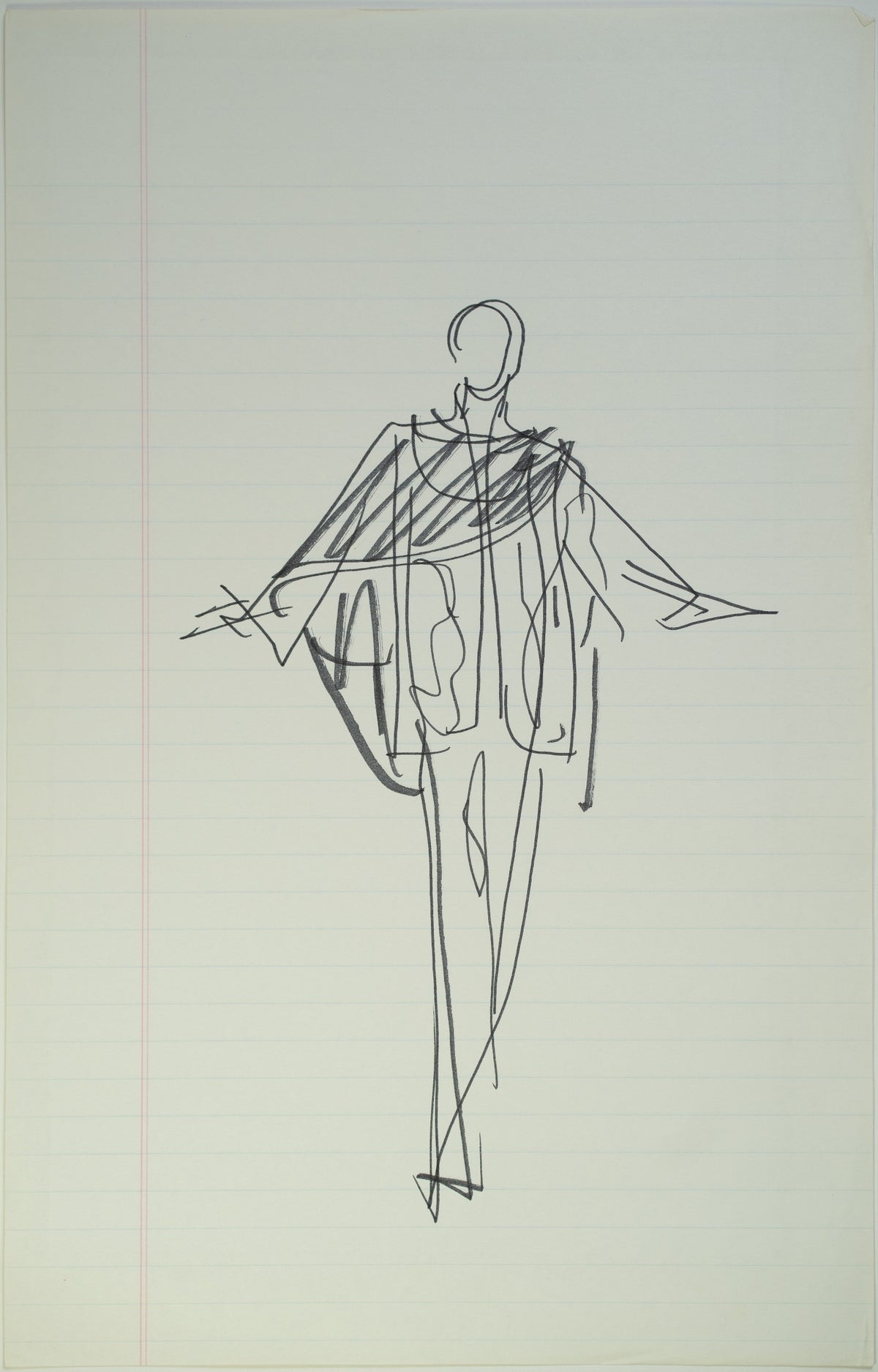 Original Halston pen sketch, product number 00185