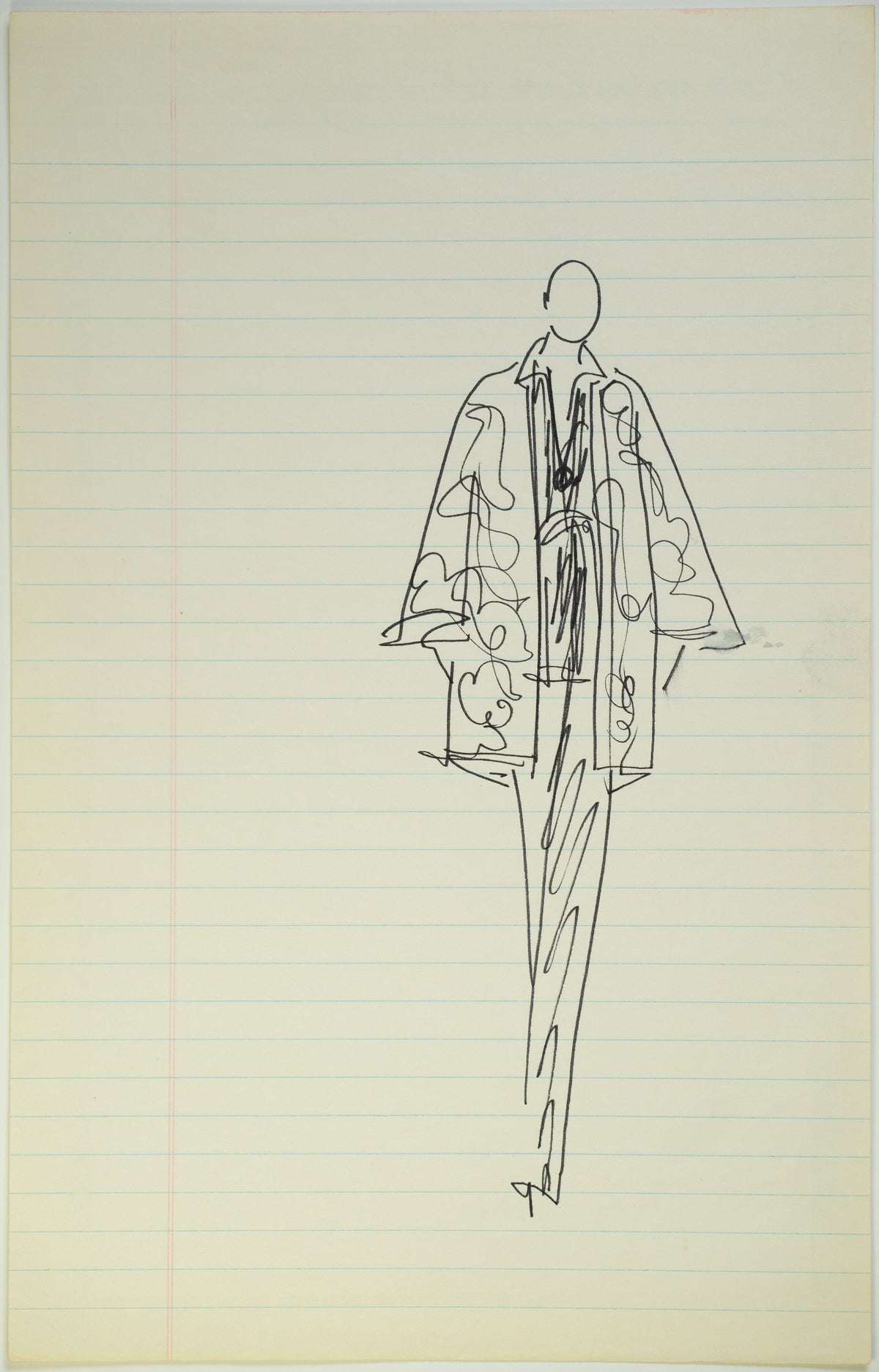 Original Halston pen sketch, product number 00196