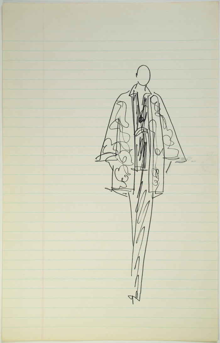Original Halston pen sketch, product number 00196