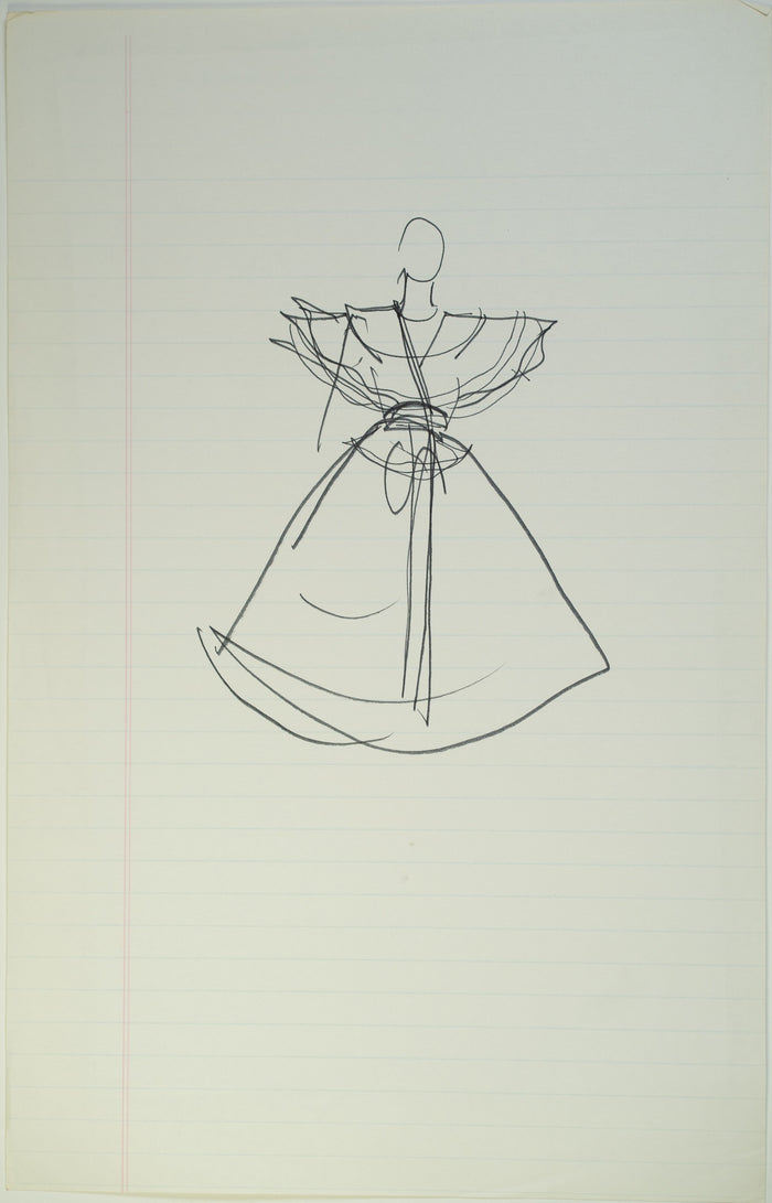 Original Halston pen sketch, product number 00212