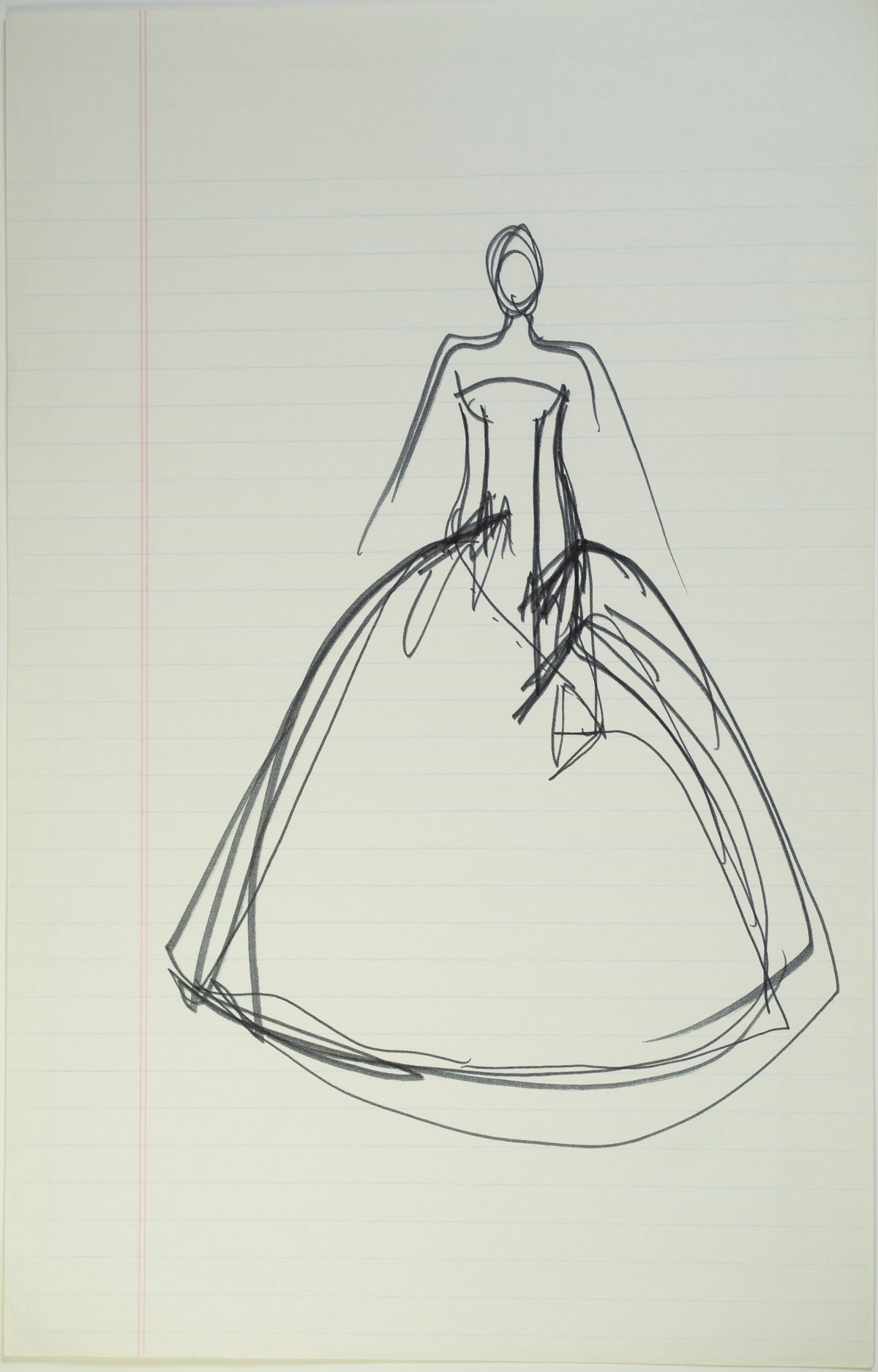 Original Halston pen sketch, product number 00228
