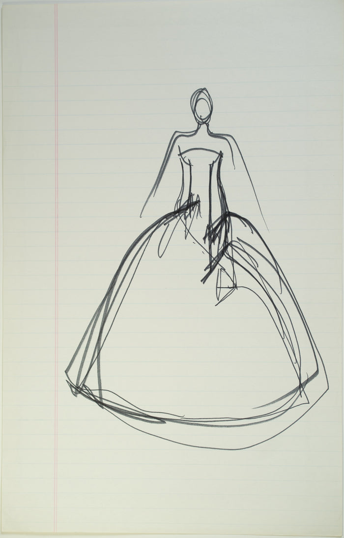 Original Halston pen sketch, product number 00228