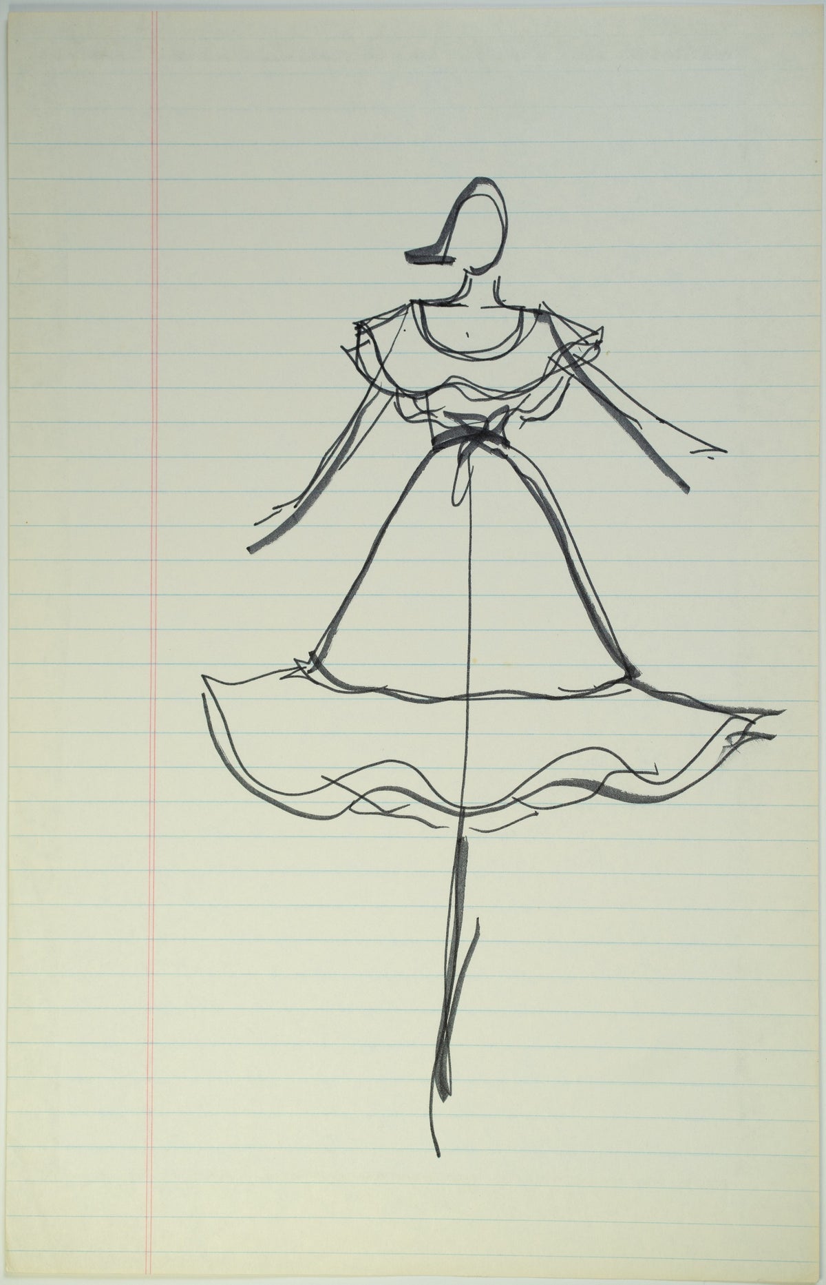Original Halston pen sketch, product number 00238