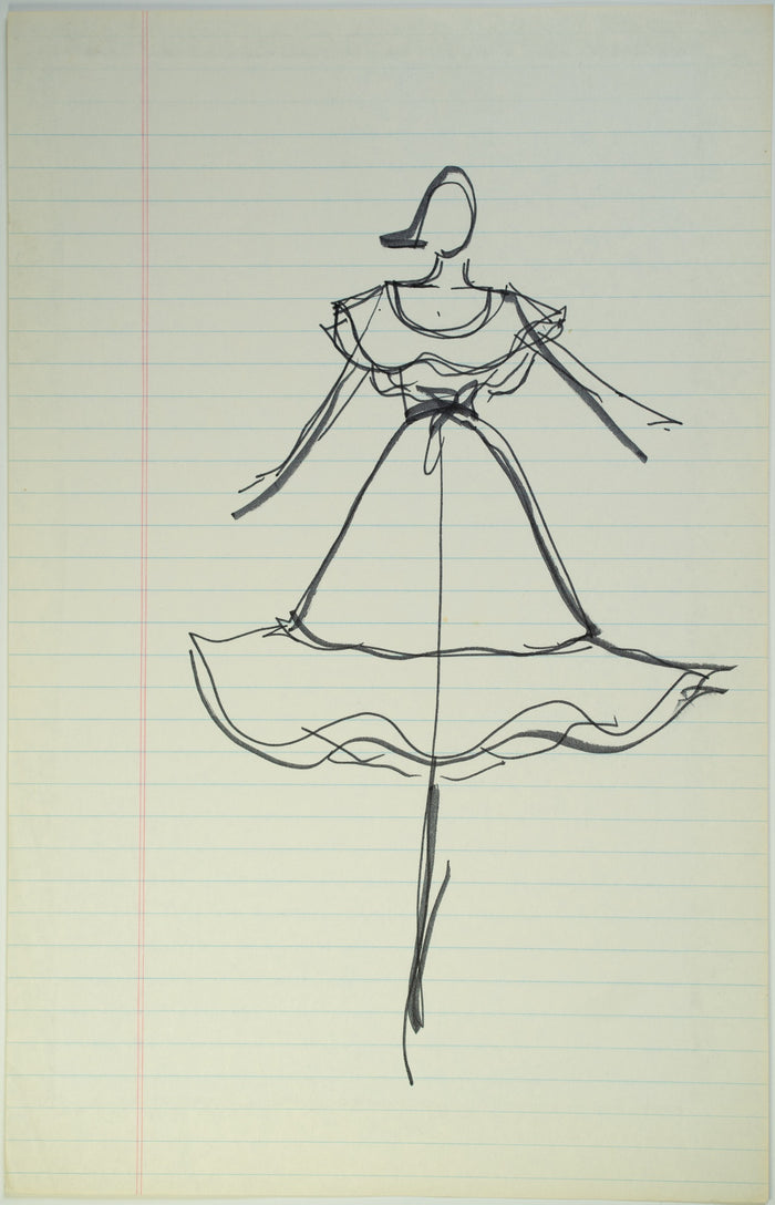 Original Halston pen sketch, product number 00238