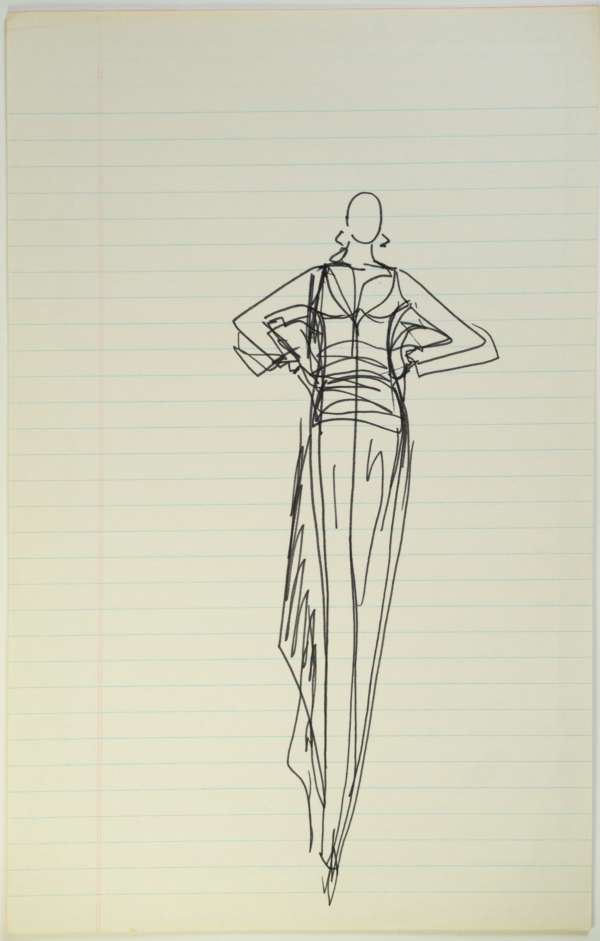Original Halston pen sketch, product number 00303