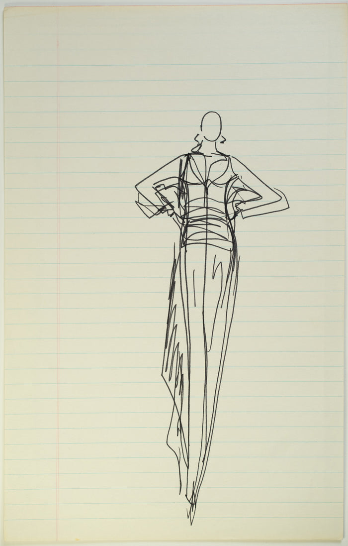 Original Halston pen sketch, product number 00303