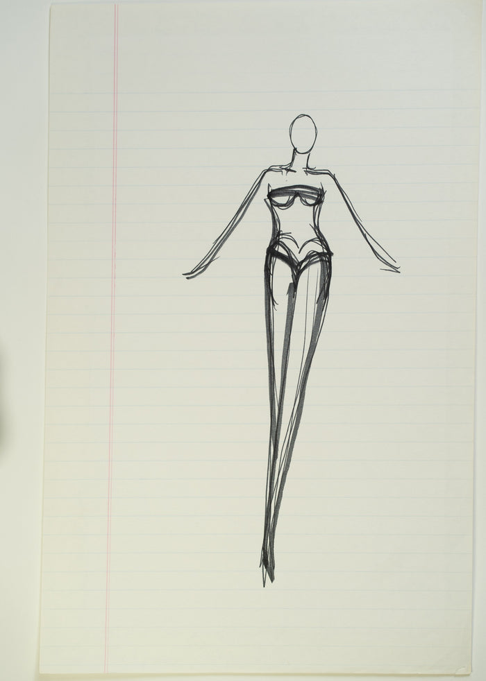 Original Halston pen sketch, product number 00317