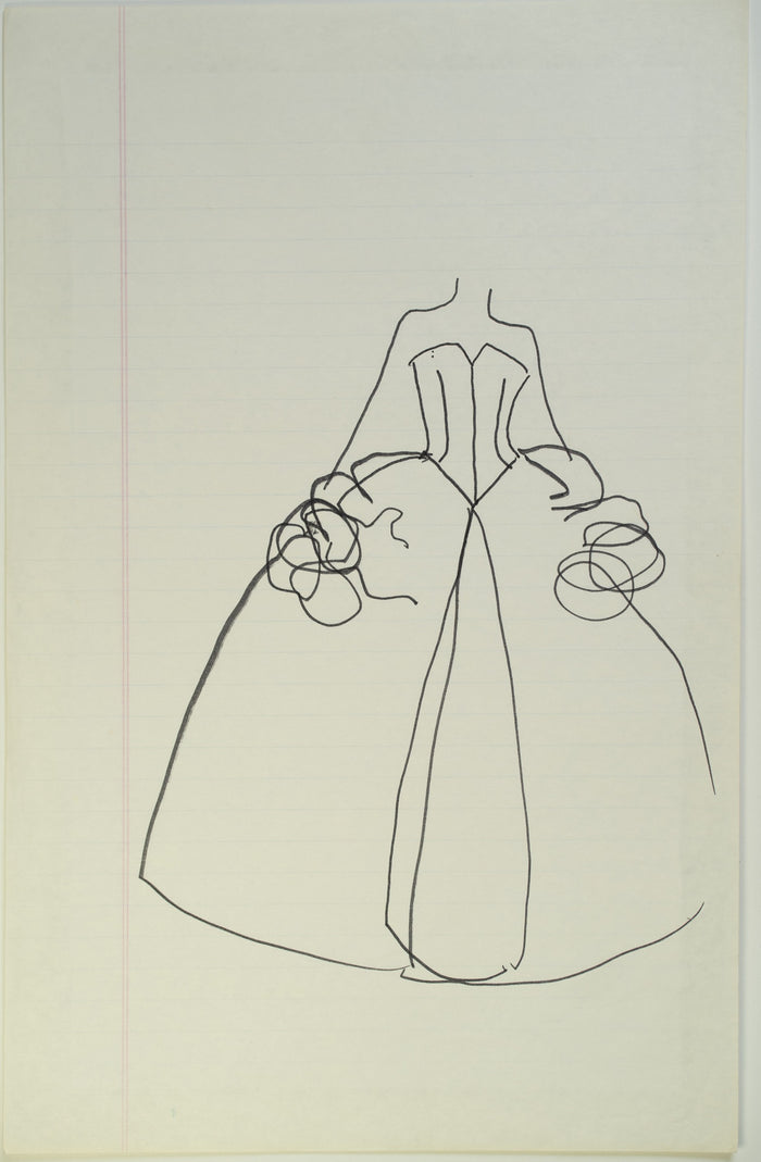 Original Halston pen sketch, product number 00354