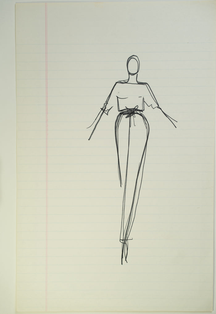 Original Halston pen sketch, product number 00405