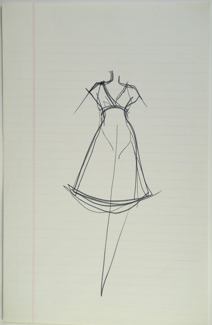 Original Halston pen sketch, product number 00029