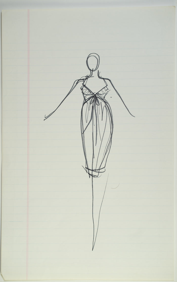 Original Halston pen sketch, product number 00031