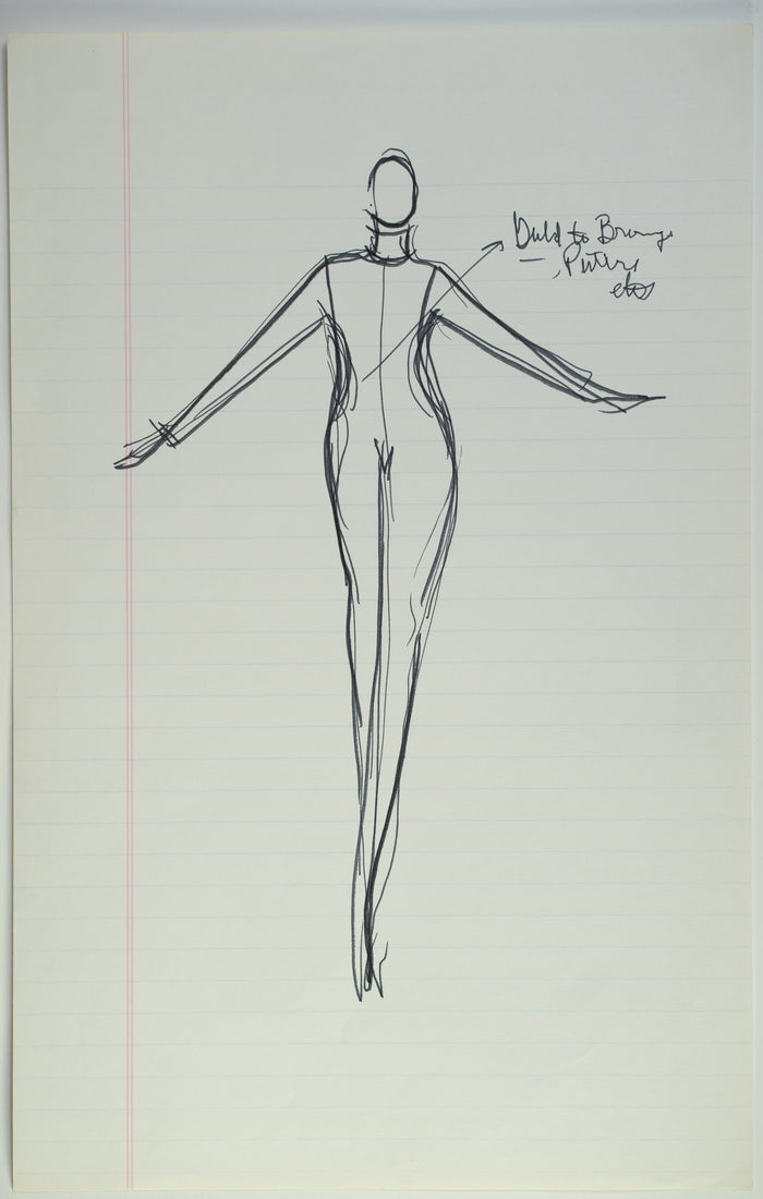 Original Halston pen sketch, product number 00033