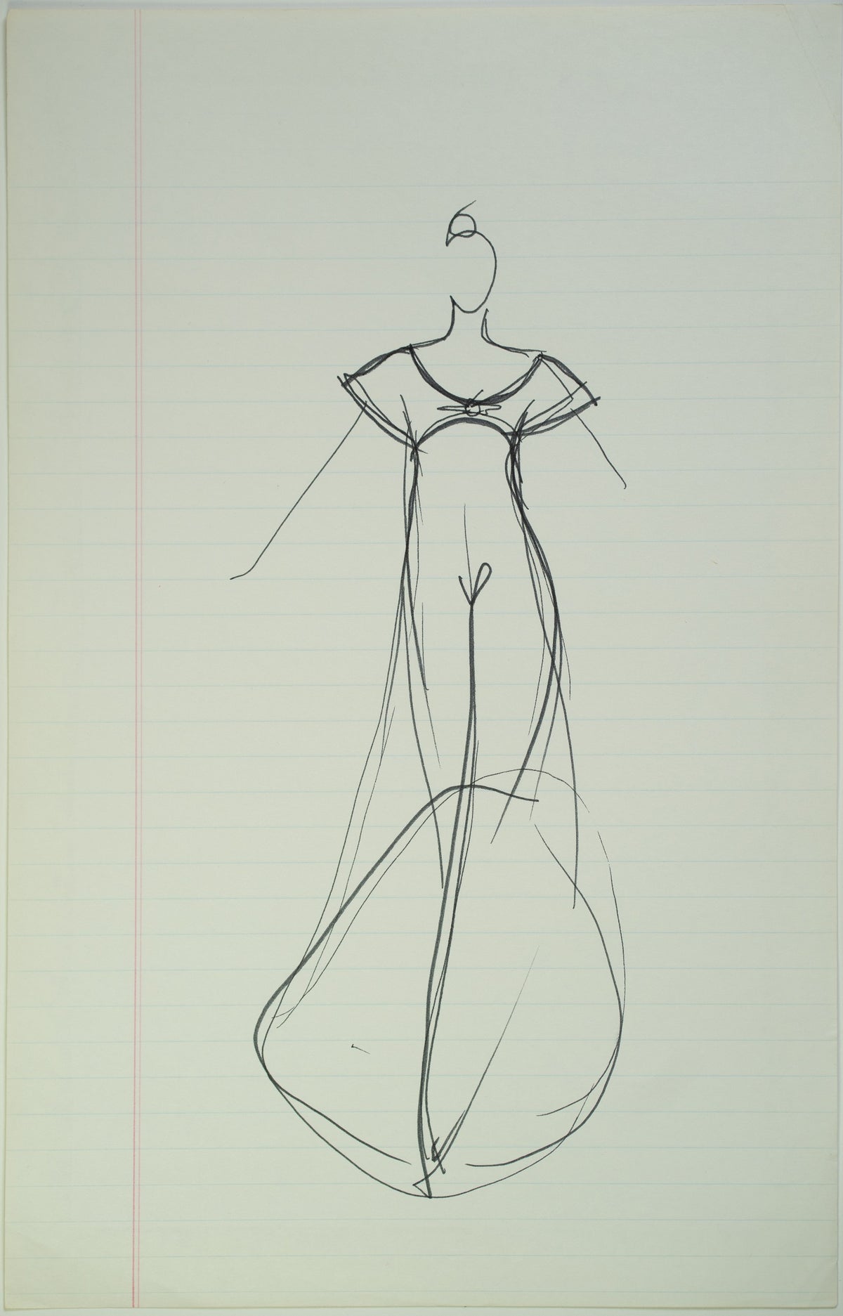 Original Halston pen sketch, product number 00048