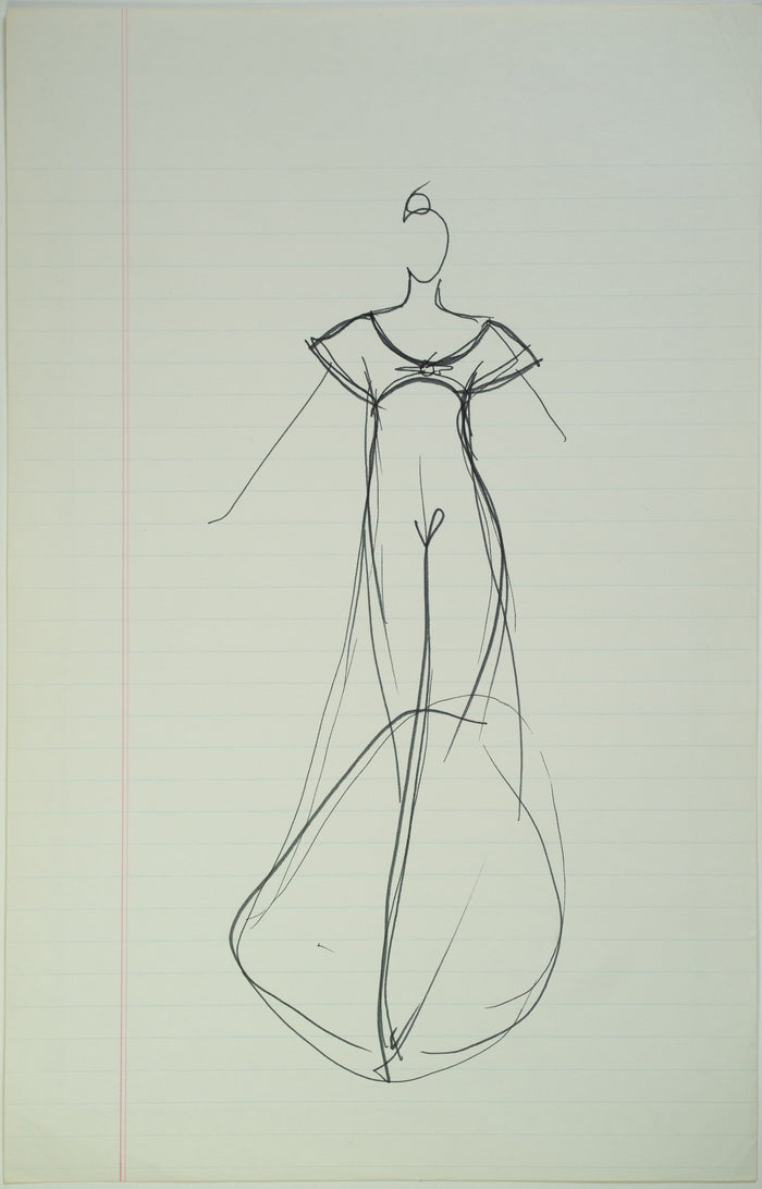Original Halston pen sketch, product number 00048