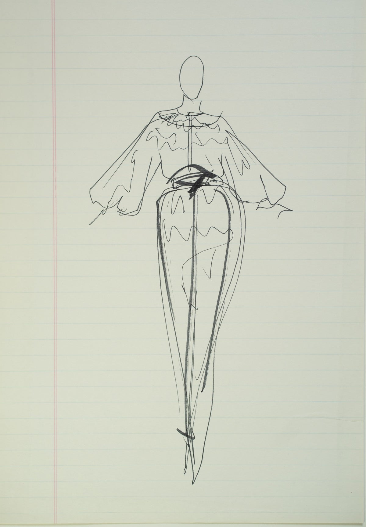 Original Halston pen sketch, product number 00055