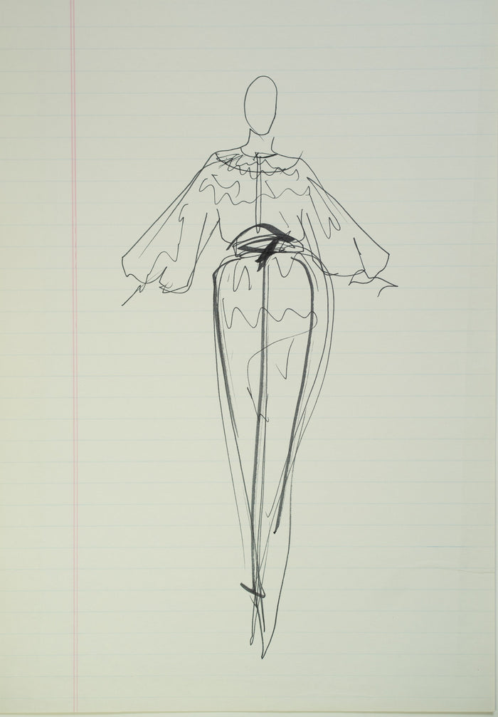 Original Halston pen sketch, product number 00055