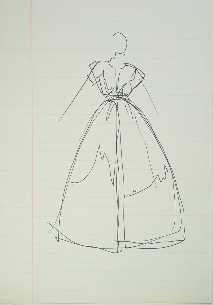 Original Halston pen sketch, product number 00056