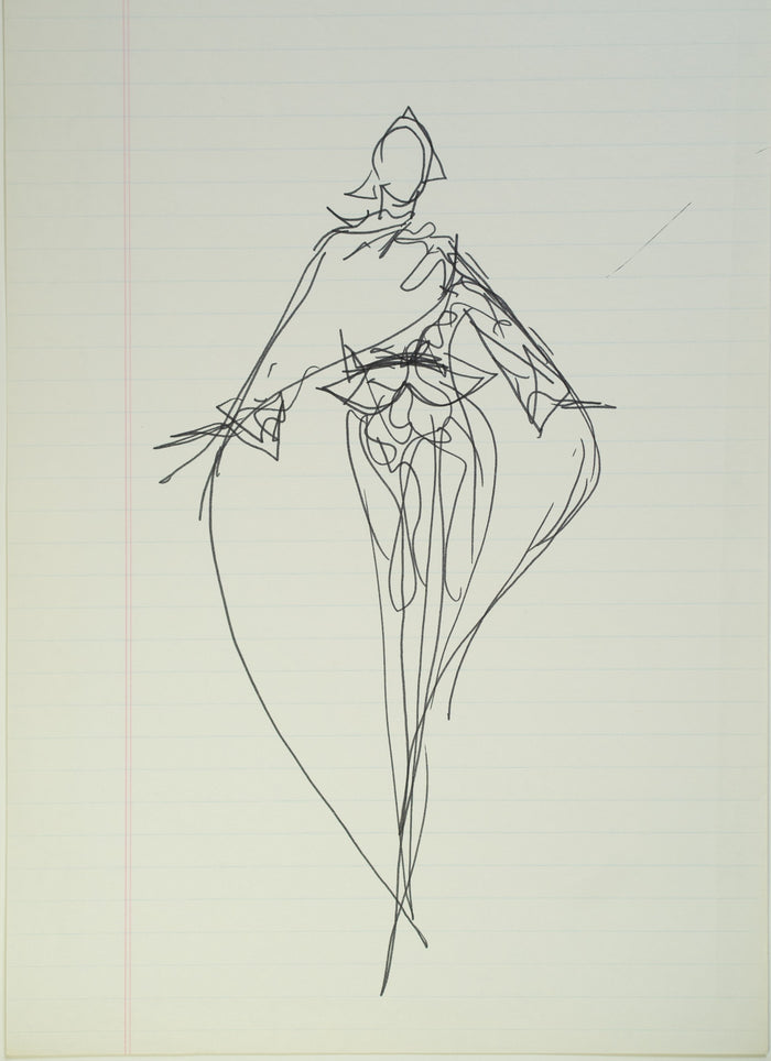 Original Halston pen sketch, product number 00067