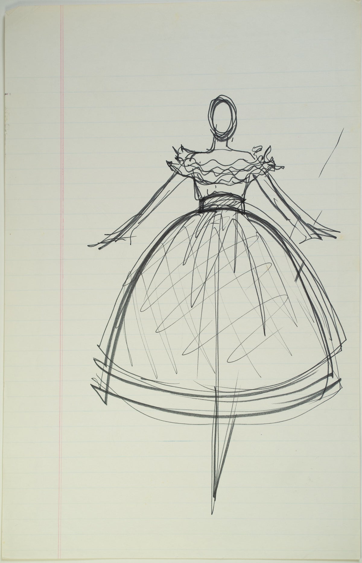 Original Halston pen sketch, product number 00070