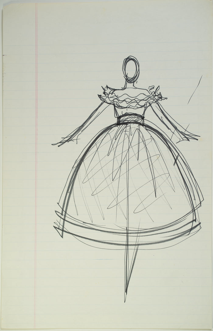 Original Halston pen sketch, product number 00070