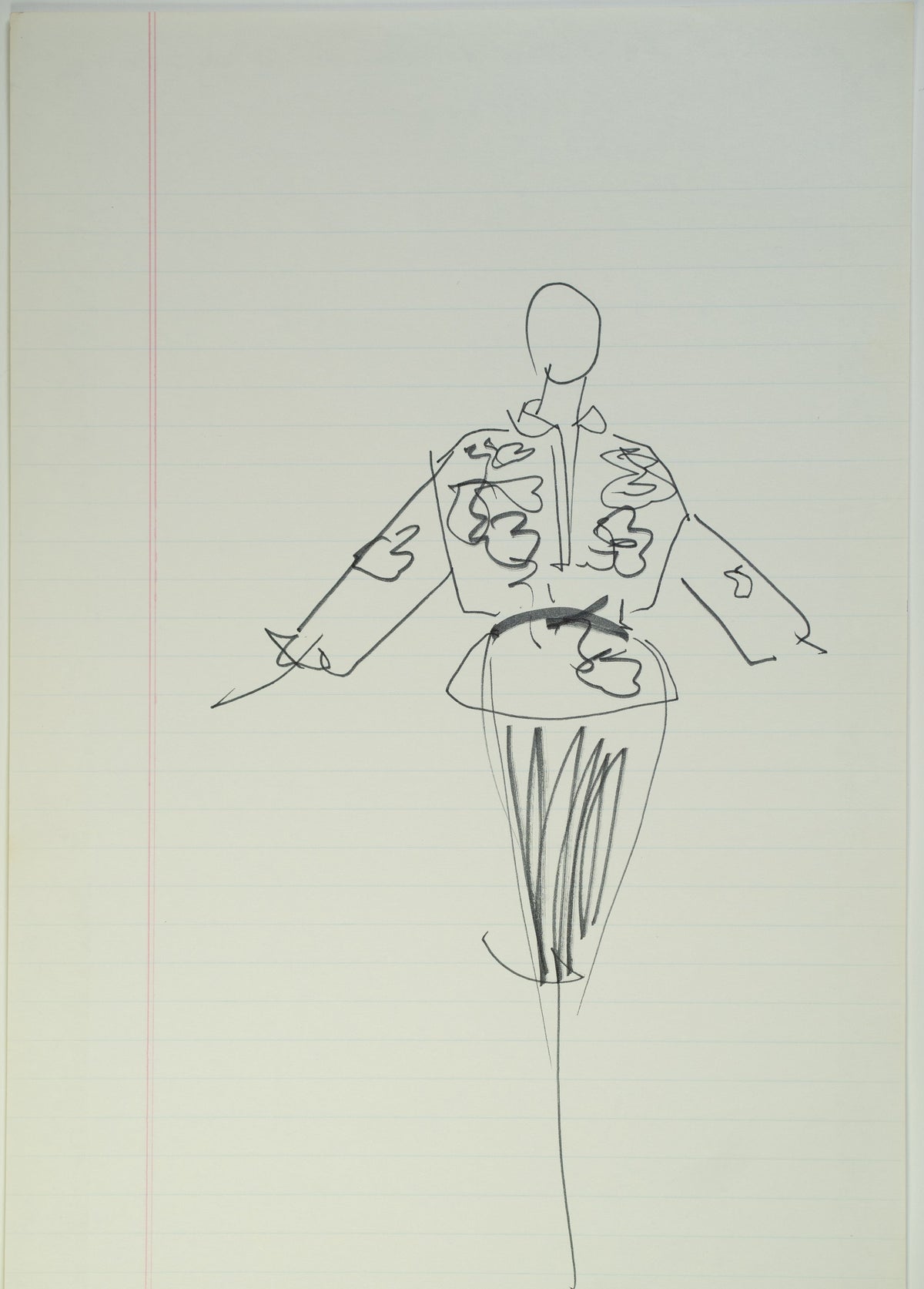 Original Halston pen sketch, product number 00077