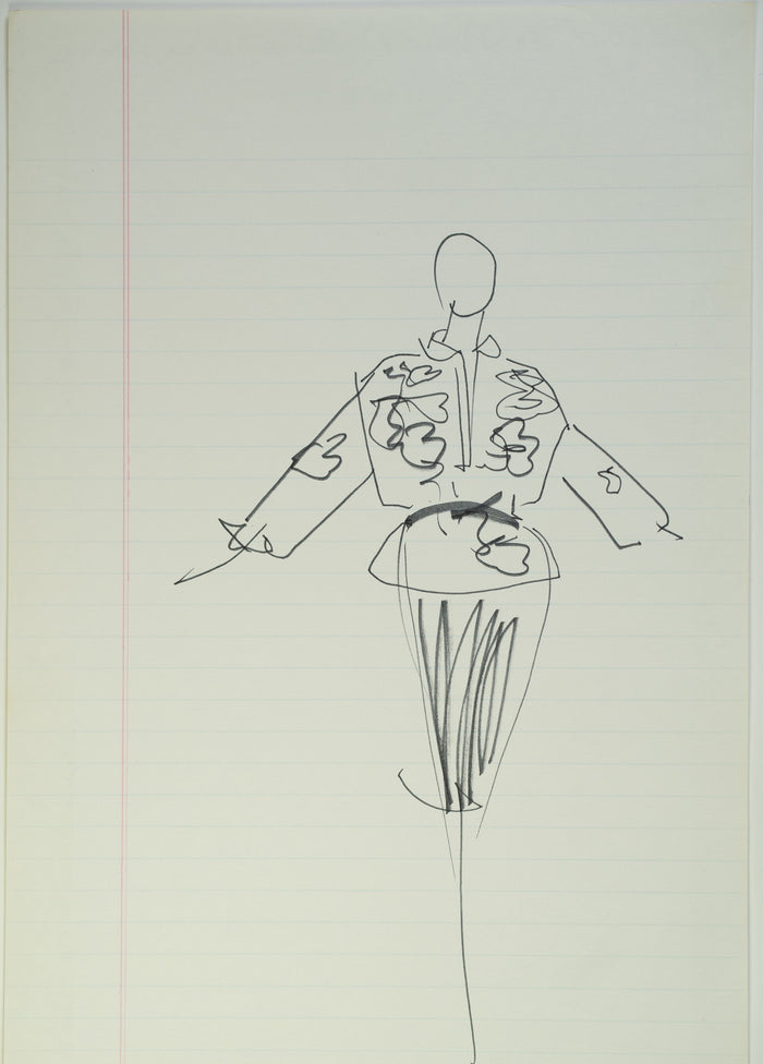 Original Halston pen sketch, product number 00077