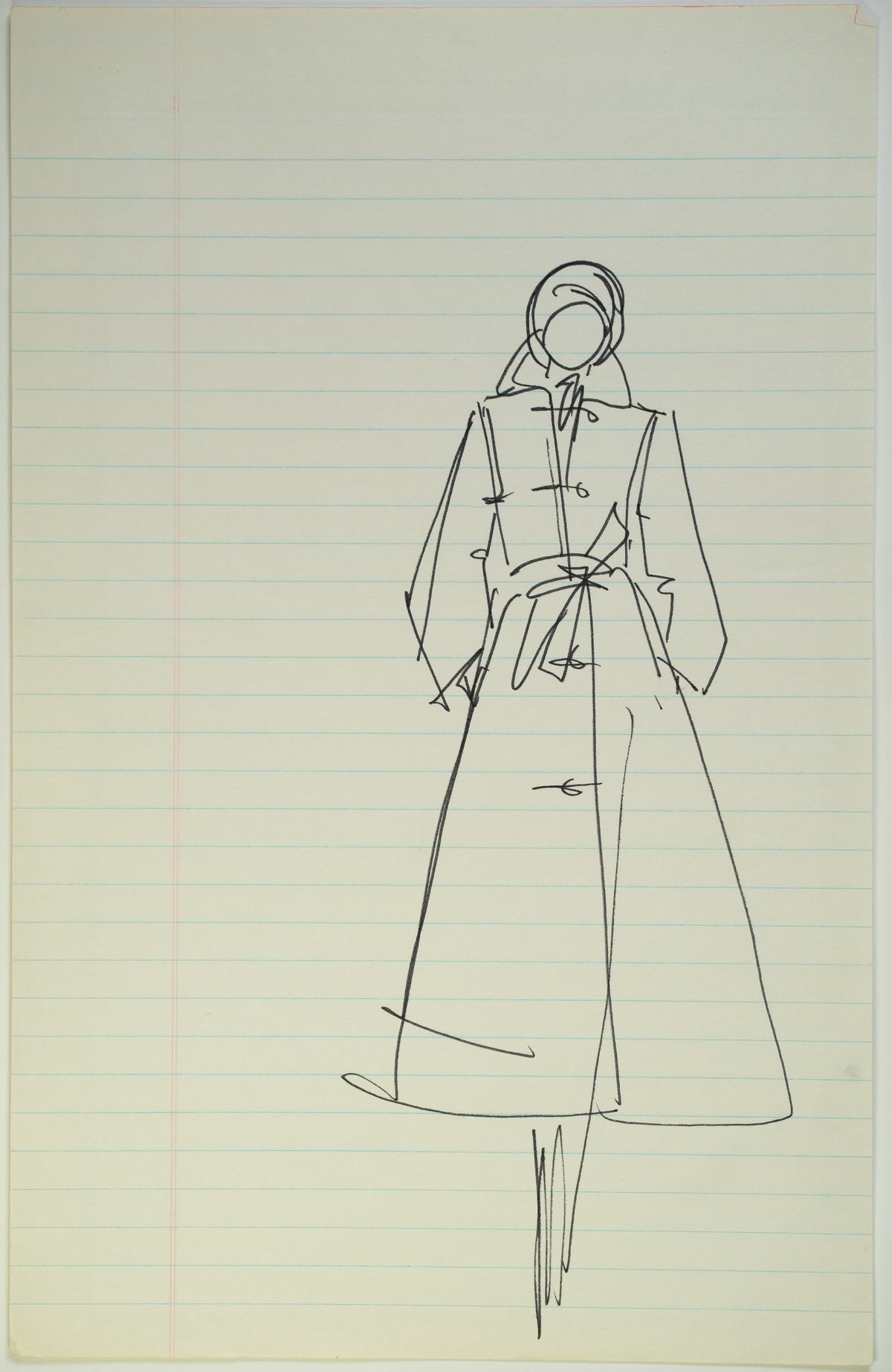 Original Halston pen sketch, product number 00101