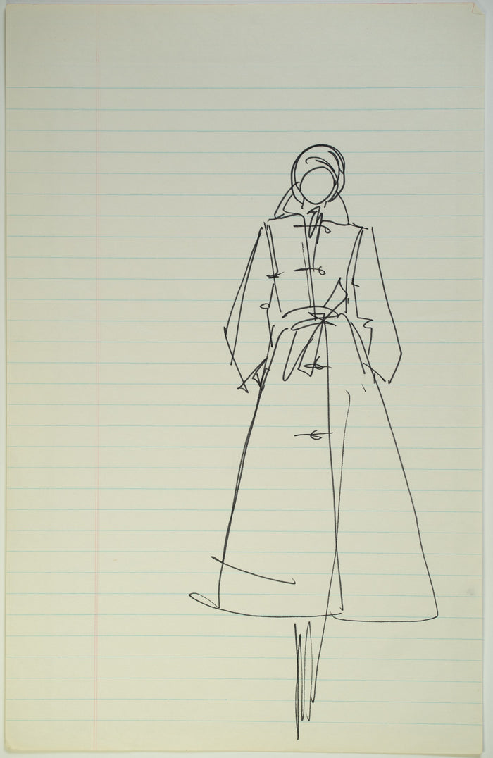 Original Halston pen sketch, product number 00101