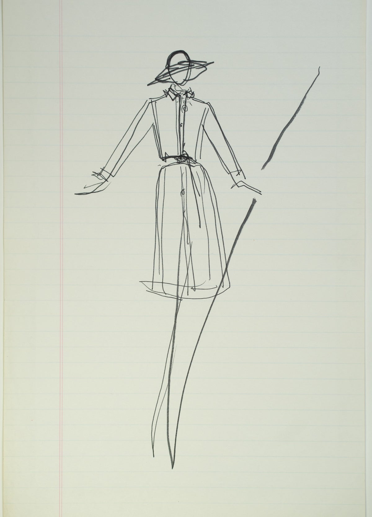 Original Halston pen sketch, product number 00104