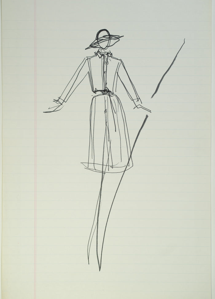 Original Halston pen sketch, product number 00104