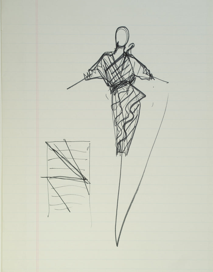 Original Halston pen sketch, product number 00129