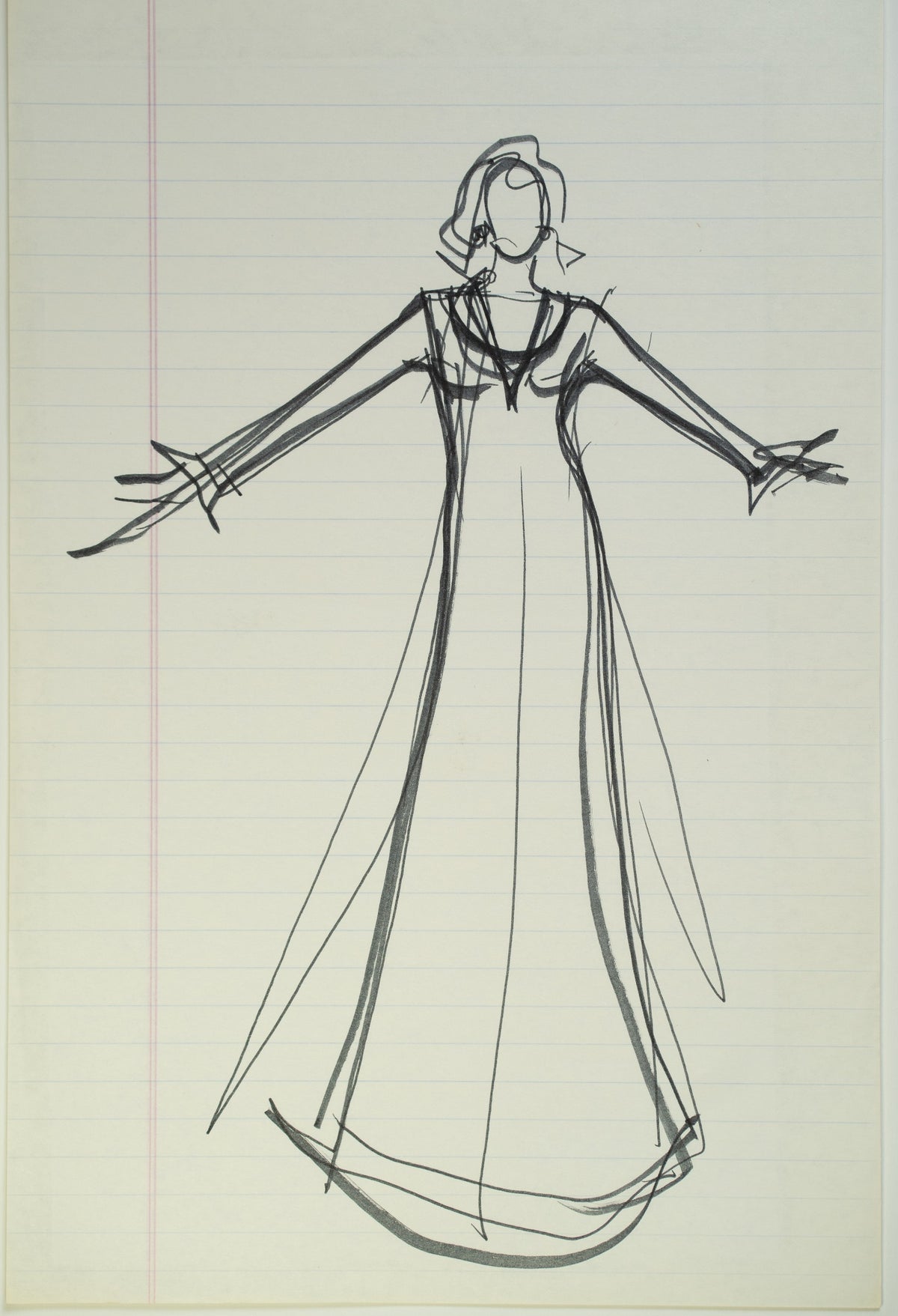 Original Halston pen sketch, product number 00139