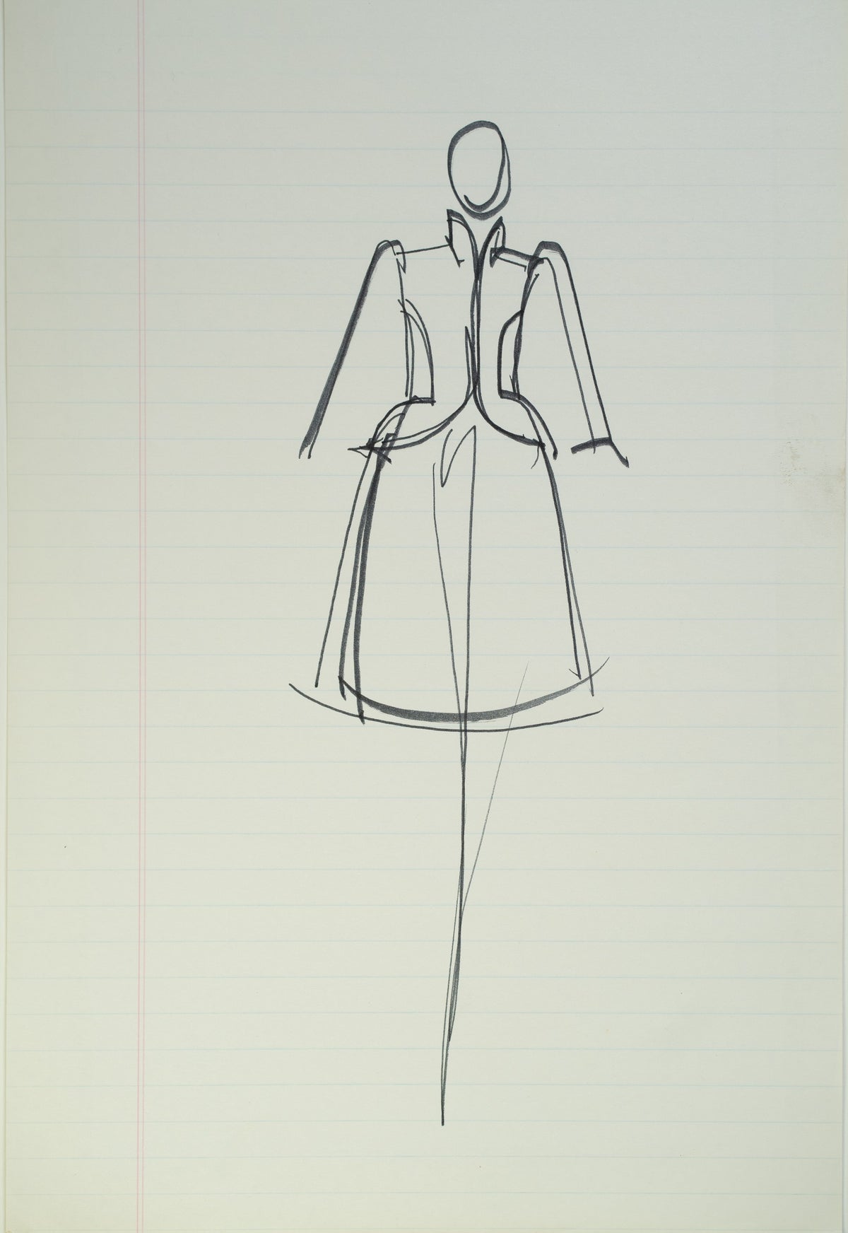 Original Halston pen sketch, product number 00151