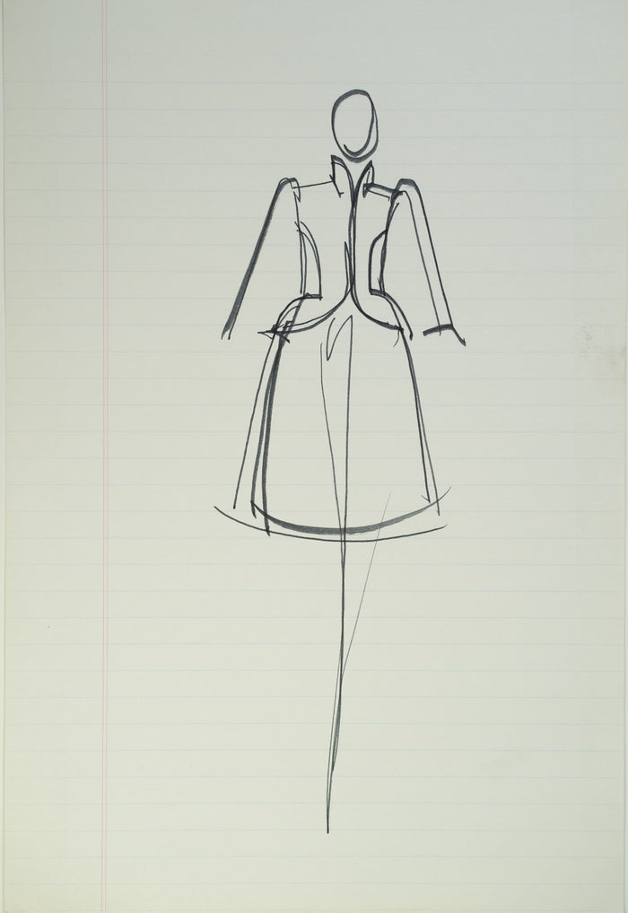 Original Halston pen sketch, product number 00151