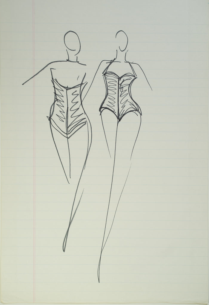 Original Halston pen sketch, product number 00163