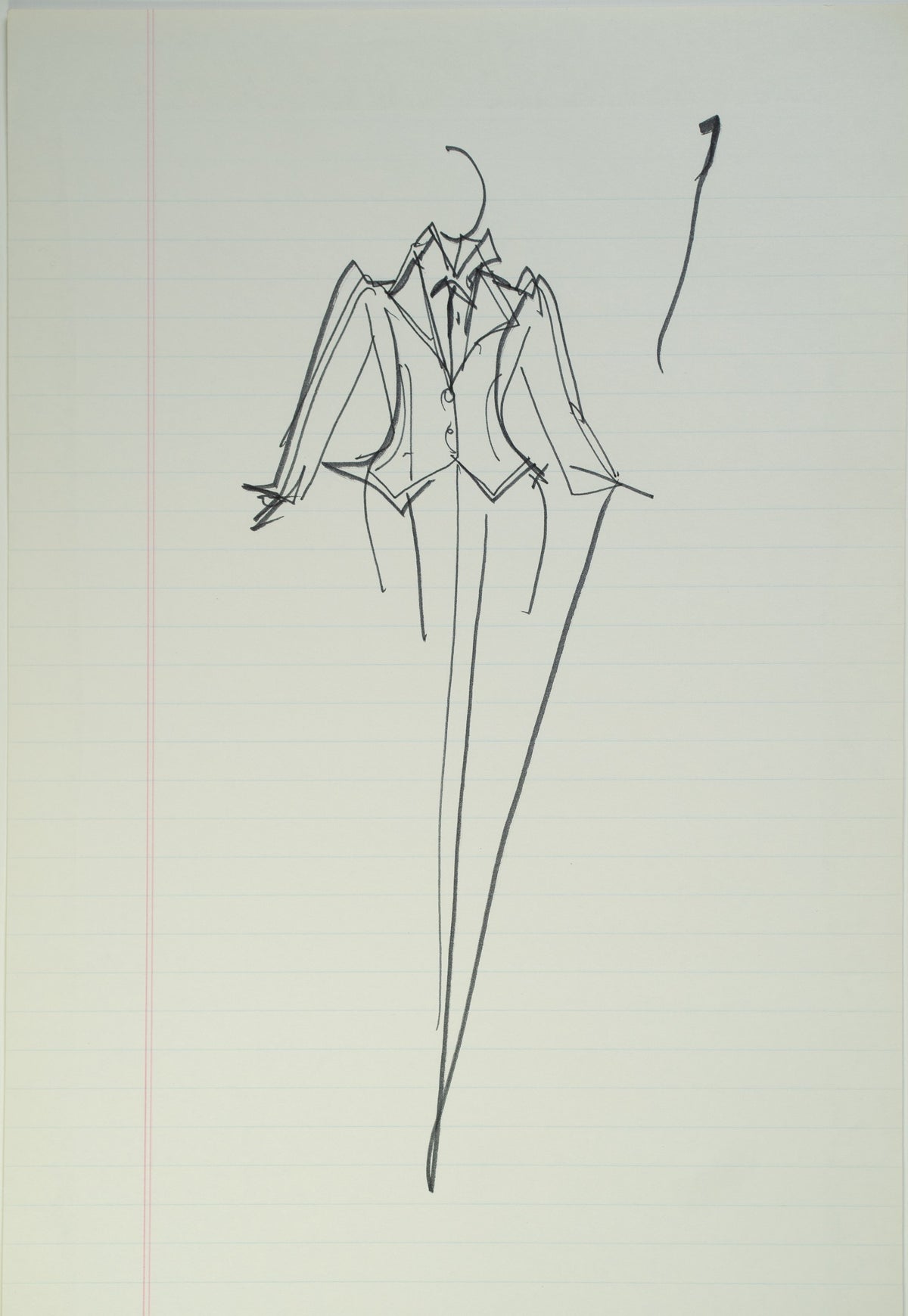 Original Halston pen sketch, product number 00201