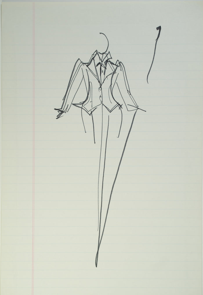 Original Halston pen sketch, product number 00201
