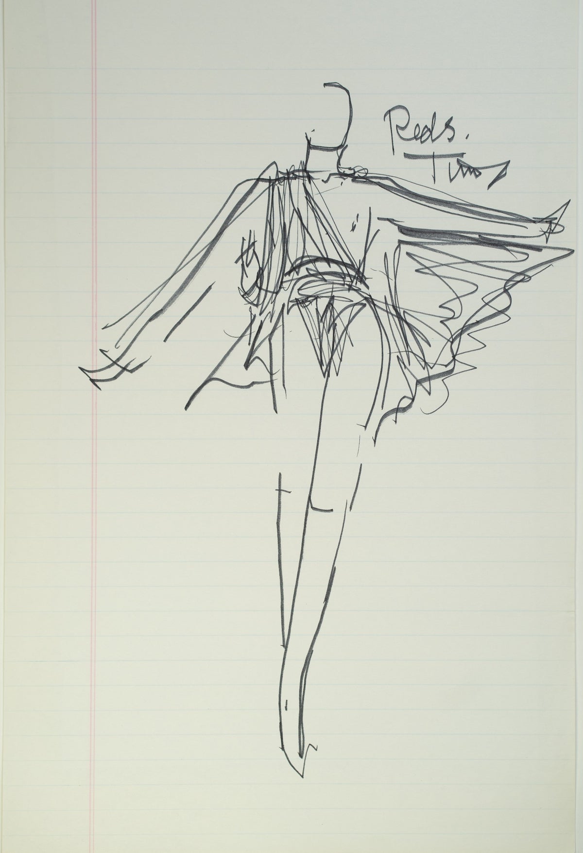 Original Halston pen sketch, product number 00214